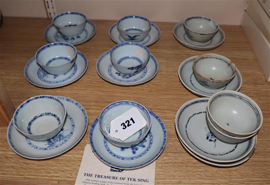 A collection of Tek Sing Cargo blue and white porcelain